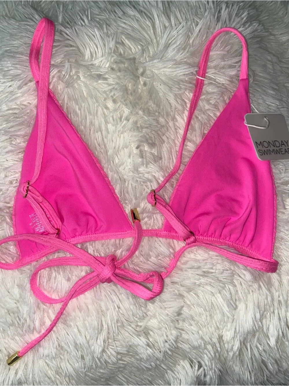 Monday Swimwear neon  Pink Textured Triangle Bikini Top